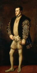 Portræt af Filip II 1527-1598, konge af Spanien og Portugal.