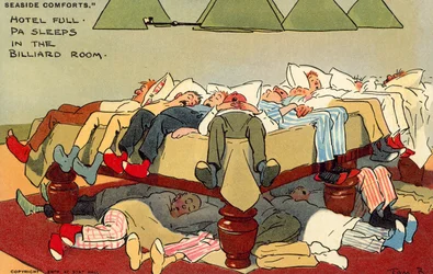 Hotel Full, Pa sover i billardrummet (chromolitho)