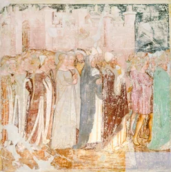 Afgang fra Rom, detalje fra Legend of St Ursula af Tommaso da Modena (1326-1379), fresco, detalje, Santa Caterina-kirken, Treviso