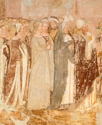 Afgang fra Rom, detaljer fra Stories of St Ursula, af Tommaso da Modena (1326-1379), fresco, detalje, Santa Caterina-kirken, Treviso