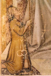 Skildring af donorer, detaljer fra St. Romuald, af Tommaso da Modena (1326-1379), fresco, San Nicolo-kirken, Treviso