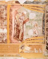 Pavens drøm, detalje fra Stories of St Ursula, af Tommaso da Modena (1326-1379), fresco, Santa Caterina-kirken, Treviso