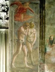 Adam og Eva fordrevet fra Paradis, ca. 1427 (før restaurering)