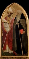 San Giovenale Triptykon: højre panel med Sankt Antonius den Store og Sankt Juvenal (Giovenale) - altertavle