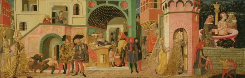 Historien om Susanna, frontpanel på en bryllupskrin, ca. 1450 (tempera på panel)