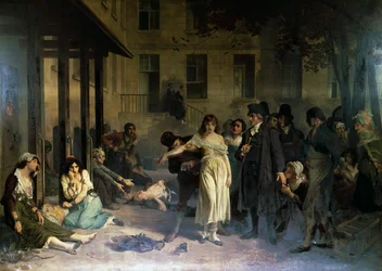 Psykiater Philippe Pinel (1745-1826) befrier sindssyge fra deres lænker på Salpêtrière-asylet i Paris i 1795, maleri af Tony Robert-Fleury (1837-1911)