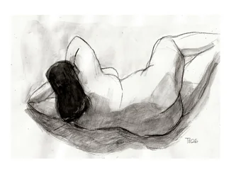 Tegning af liggende nøgenfigur