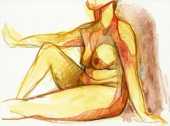 Tegning af liggende nøgenfigur