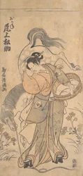 Skuespilleren Onoe Matsusuke i rollen som den berømte stærke kvinde Okane, sandsynligvis 1765., sandsynligvis 1765