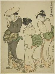 A Woman and Two Maids, fra serien "A Mirror of Feminine Manners (Onna fuzoku masu kagami)"