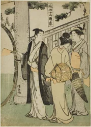 Et besøg i en helligdom fra serien "Twelve Scenes of Popular Customs (Fuzoku juni tsui)"
