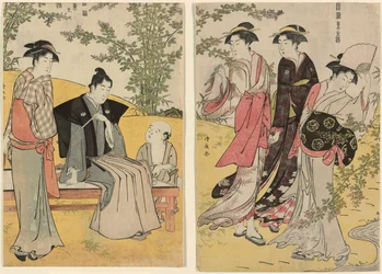 En udflugt på Hagidera, fra serien "A Brocade of Eastern Manners (Fuzoku Azuma no nishiki)"
