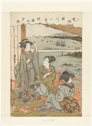Aftenregn i Susaki Susaki no sekisho (titel på objekt) Otte ansigter af vaner og skikke i Fukagawa (serietitel) Fuzoku Fukagawa hakkei (serietitel på objekt)