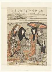 Aftensne ved Sangendo Sangendo no bosetsu (titel på objekt) Otte ansigter af vaner og skikke i Fukagawa (serietitel) Fuzoku Fukagawa hakkei (serietitel på objekt)