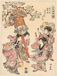 Bærer en lanterne dekoreret med blomsterne fra de fire årstider (Hirakawa-cho Yamamoto-cho shiki no hana mando) fra serien "The Festival of the Sanno Shrine (Sanno go-sairei)"