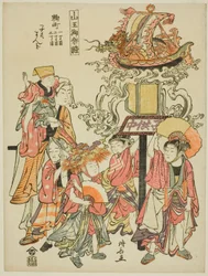 Bærer en lanterne sponsoreret af Kojimachi fra serien "The Festival of the Sanno Shrine (Sanno gosairei)"