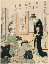 Svigermor driller bruden, fra serien "A Collection of Humorous Poems (Haifu yanagidaru)"