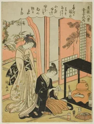 Night Rain of the Tea Stand, fra serien "Eight Scenes of the Parlour (Zashiki hakkei)"