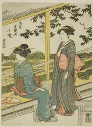 Tehus med udsigt over rismarker fra serien "Ten Precincts of Kinryuzan Temple in Asakusa (Asakusa Kinruzan jikkei)"