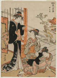 Tre kvinder fra serien A Brief Collection of Japanese Beautys, 1781.