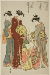 Ung dreng iført Hakama for første gang, fra serien "A Brocade of Eastern Manners (Fuzoku Azuma no nishiki)"