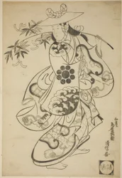 Sawamura Kodenji I som Tsuyu no Mae i stykket "Kanto Koroku" opført på Nakamura Theatre i den tredje måned af 1698 (?)