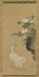 Egrets and Cotton Roses, midten til slutningen af det 17. århundrede.