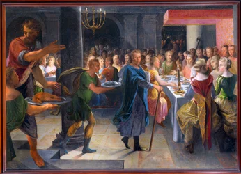 Dice tilbyder en banket til Francus, ca. 1594-1602 (maleri på lærred)