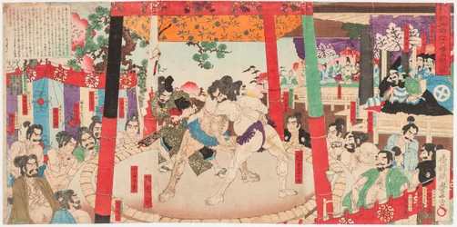 Toyotomi Hideyoshi 1537-1598) Malet af Kato Kiyomasa (1562-1611). Illustreret af Yutaka Utagawa (1859-1886)