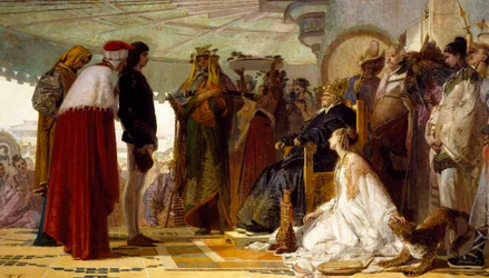 Marco Polo foran Tartarernes Store Khan, af Tranquillo Cremona, Circa 1863