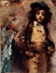 Stakkels, men smukt Portræt af en ung mand, der ligner en dandy. Maleri af Tranquillo Cremona (1837-1878) Gener, Nervi, Galleria af Arte Moderna