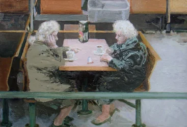 Over a cuppa, 2010 (olie på plade)