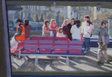 Set gennem togvinduet, 2010 (olie på plade)