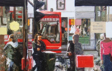 Butiksdør, 2010 (olie på plade)