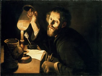 En læge med en urinprøve, c1630-1633