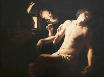Sankt Sebastian helbredt af Sankt Irene (olie på lærred)