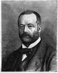 Portræt af Henri Sainte Claire (Sainte-Claire) Deville (1818-1881), fransk kemiker. (Fra et fotografi af hr. Truchelut). Indgravering i "" Nature: gennemgang af videnskaberne og deres anvendelser til kunst og industri "" af 23. juli 1881.