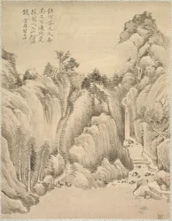 Vandfald og klipper, 1847.