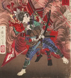 Okubo Hikozaemon redder Tokugawa Ieyasu på slagmarken, 1881