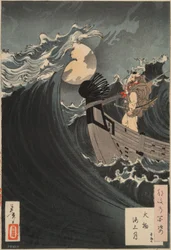 Hundrede aspekter af månen nr. 12: Benkei beroliger bølgerne i Daimotsu-bugten
