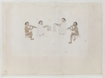 Tilføj MS 15508 f.11 Musicians of Tahiti, juni 1770 (akvarel på papir)