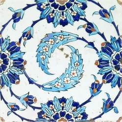 En Iznik keramikflise med et spiralformet blomstermotiv, tidligt i det 17. århundrede (keramik)