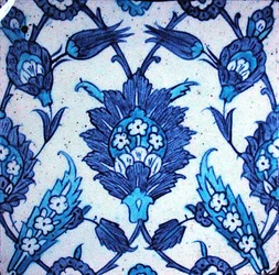 Iznik flise med blomsterdesign