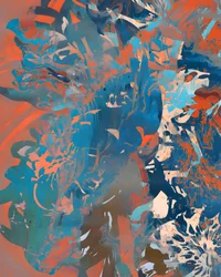 Orange-blåt flydende abstrakt