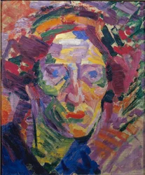 Futurisme: »Portræt af en kvinde« eller »Portræt af grevinde Casanova«, maleri af Umberto Boccioni (1882-1916)
