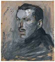 Selvportræt par Boccioni, Umberto (1882-1916). Tempera og pastel på pap, størrelse: 43,5x38,3