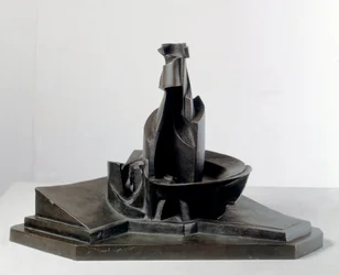 En flaskes udvikling i rummet (En flaskes linjer og kraft), 1912, 38,1 cm, Milano, Museo del Novecento