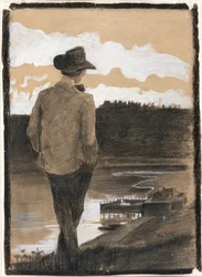 Ung mand på en flodbred, 1902.