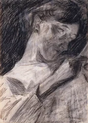 Ung kvinde læser Ines, 1909-10.