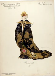 Kostume til karakteren af prinsesse Turandot i operaen "" Turandot "" af komponisten Giacomo Puccini (1858-1924) - 1926